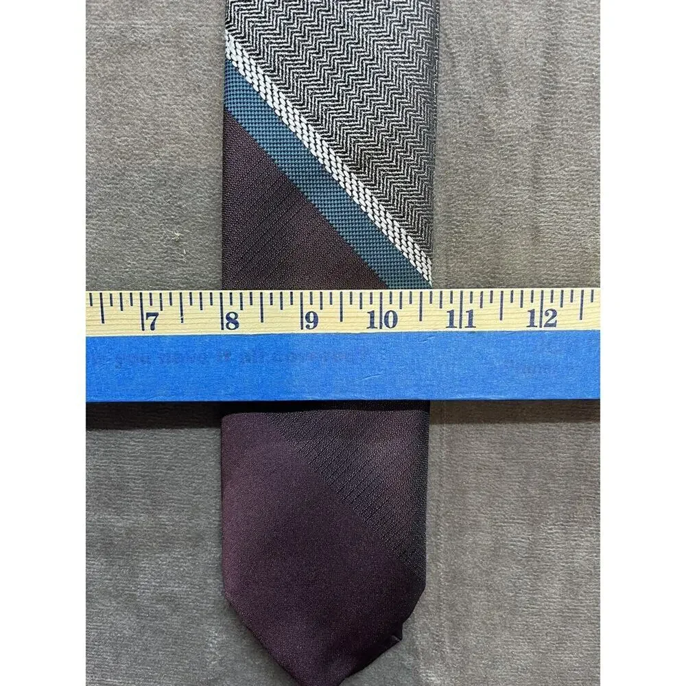 Oakton Ltd Neck Tie Men Necktie Vintage‎ 70's Brown Gray Striped